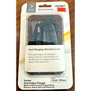 Sprint Ventev Dual Output Car Charger Apple iPhone 4/3GS/3G iPod 2nd generation